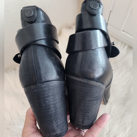 RAG & BONE HARROW LEATHER HEEL BOOTIES ROUND TOE BLACK SZ 39/8.5 - Picture 9 of 14